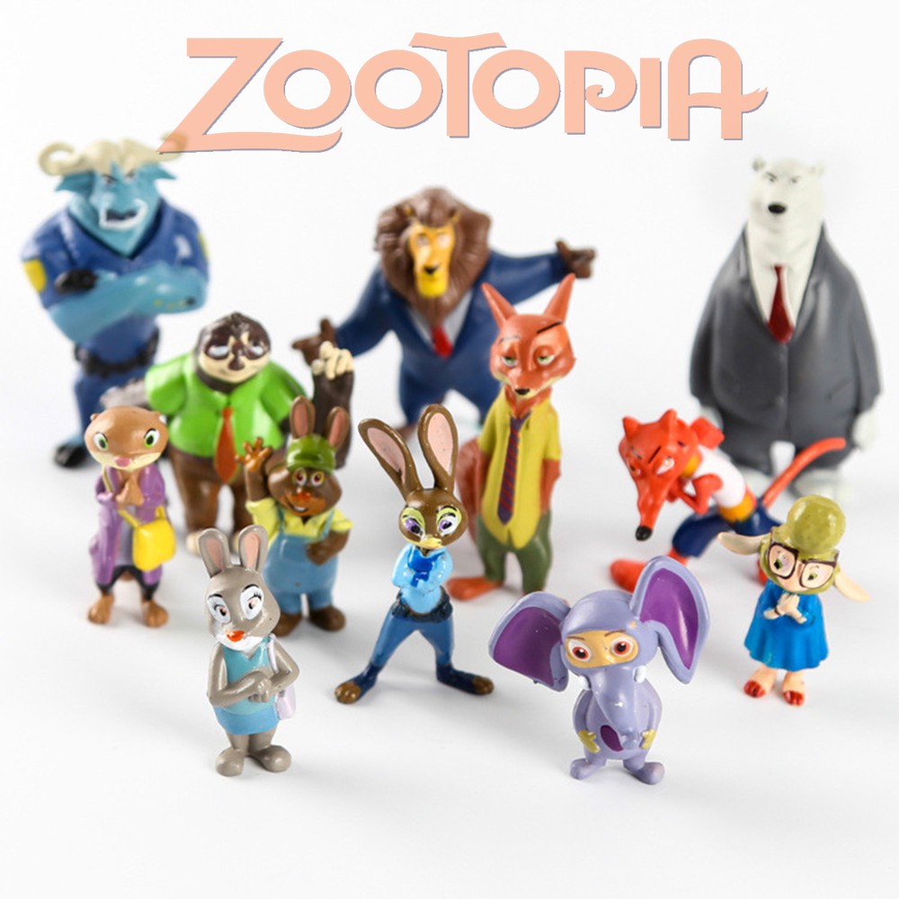 Bộ 12 nhân vật phim hoạt hình Zootopia - Phi Vụ Động Trời Nick &amp; Judy 4-7 cm - mô hình đồ chơi, quà tặng cho bé New4all