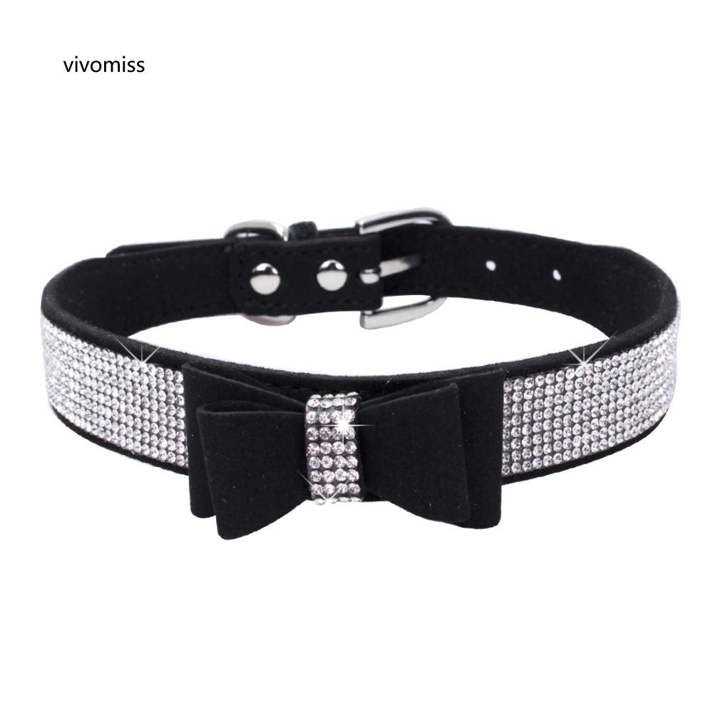 Vòng cổ giả da đính nơ xinh xắn cho thú cưng
