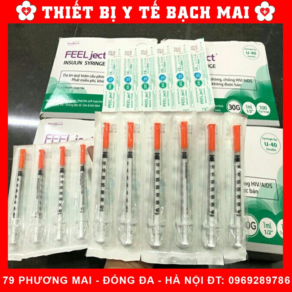 Bơm Kim Tiêm Tiểu Đường Insulin Hàn Quốc 1ml - Bơm Tiêm Thẩm Mỹ Spa