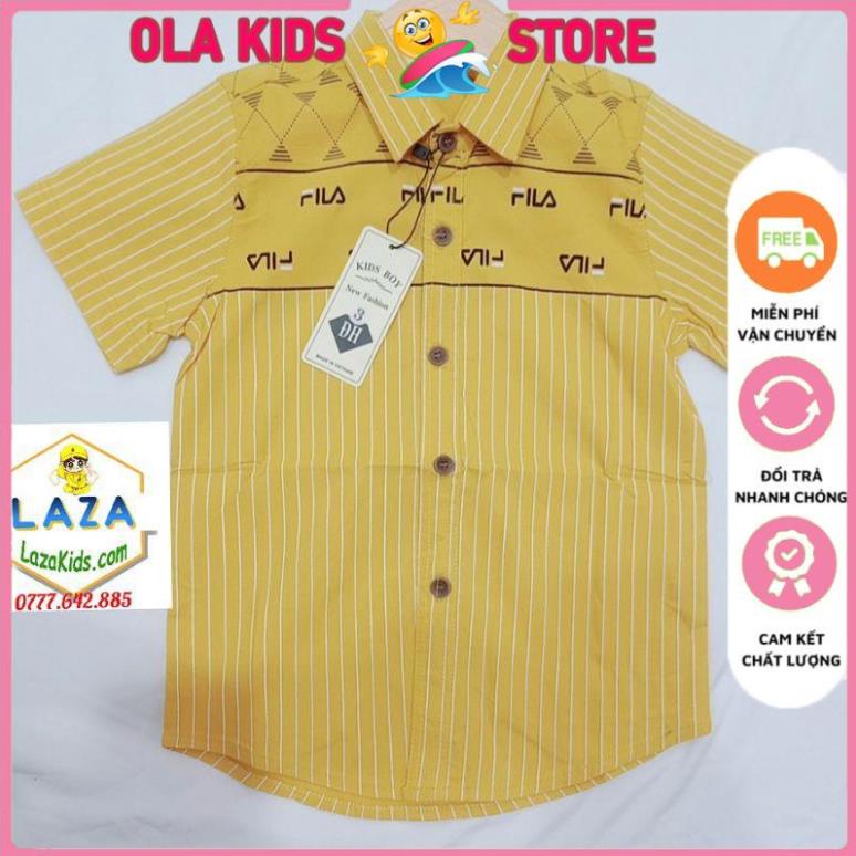 Sơ mi thun chính phẩm đẹp ở Ola Kids-Áo kaki co dãn cao cấp cho bé trai mặc chung với quần sọt jean