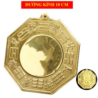 Gương bát quái lõm đồng nguyên chất 18cm - Tiên thiên bát quái đồng 18cm