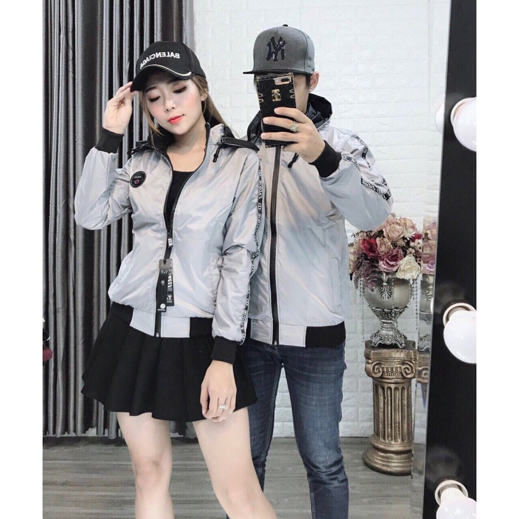 áo khoác dù 2 lớp logo và sọc tay