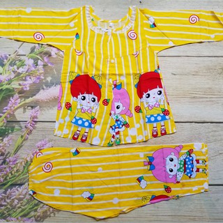 Đồ bộ vải tole (lanh) bé gái dài size 10 (21kg - 22kg)