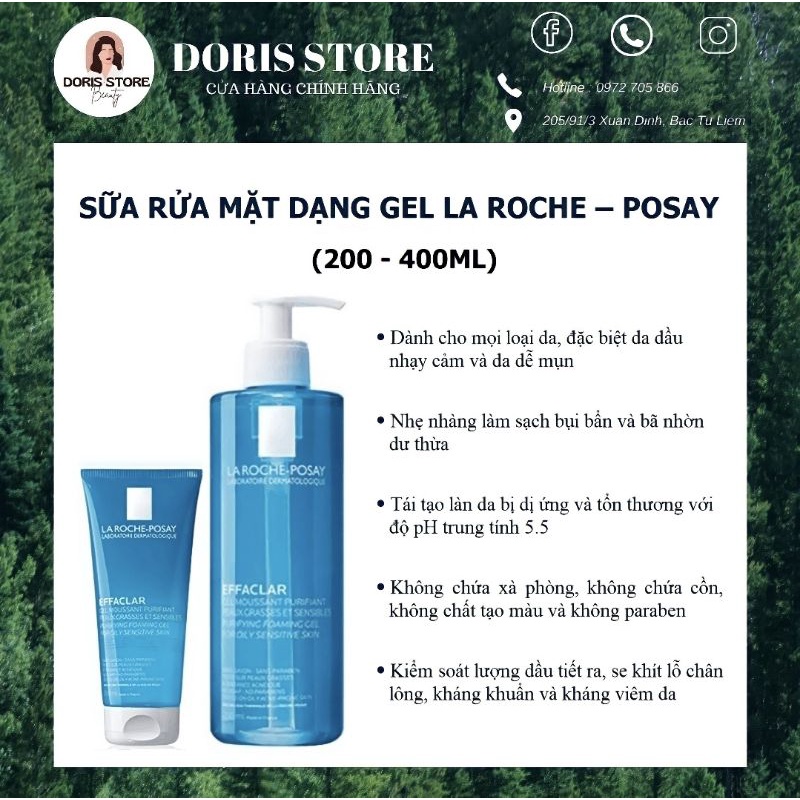 [200-400ml] Sữa rửa mặt dạng gel La Roche-Posay Effaclar