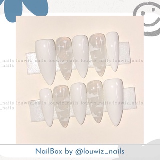 [ NailBox ] Trắng + Vẽ Gel Mây ( Đơn Giản )