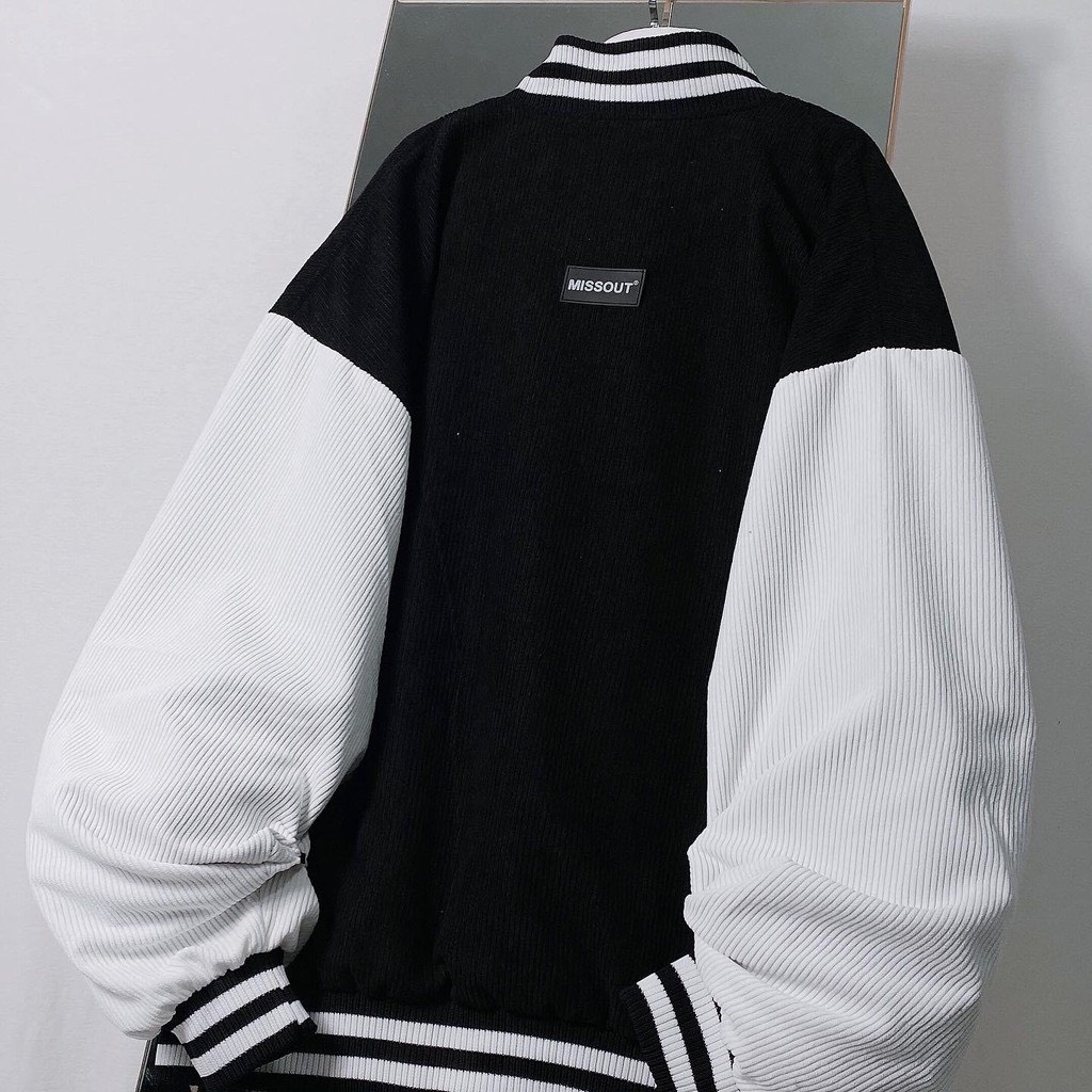 Áo khoác Bomber Jacket nam nữ nhung gân tăm logo Misout Varsit mặc cực đẹp CoolStore 430