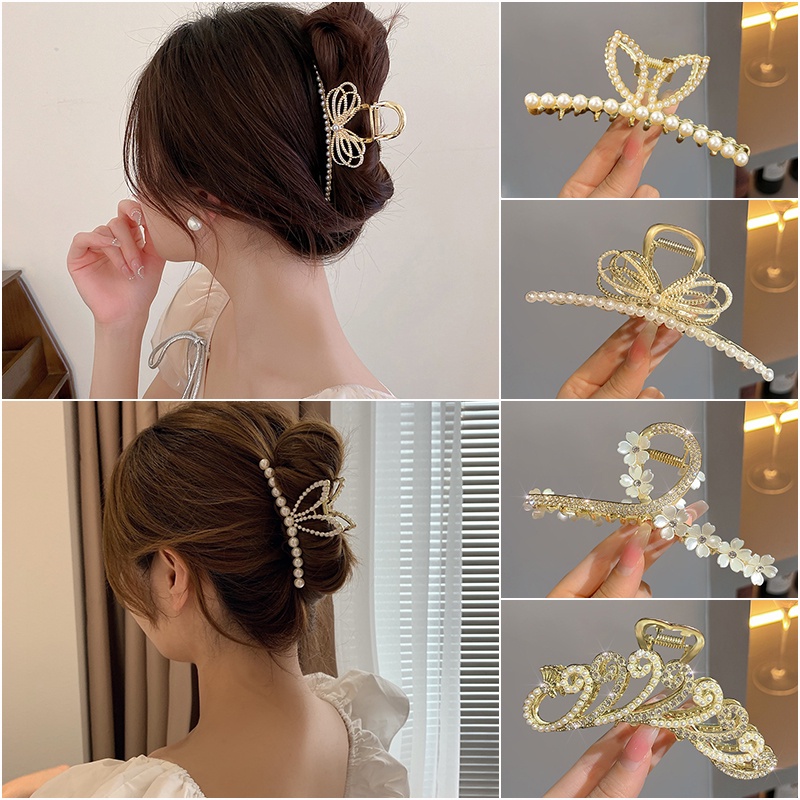 Kẹp Tóc Nơ Đính Ngọc Trai Thời Trang Cho Nữ