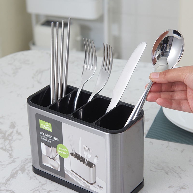Hộp Đựng Muỗng Đũa Bằng Thép Không Gỉ Tiện Dụng Cho Nhà Bếp