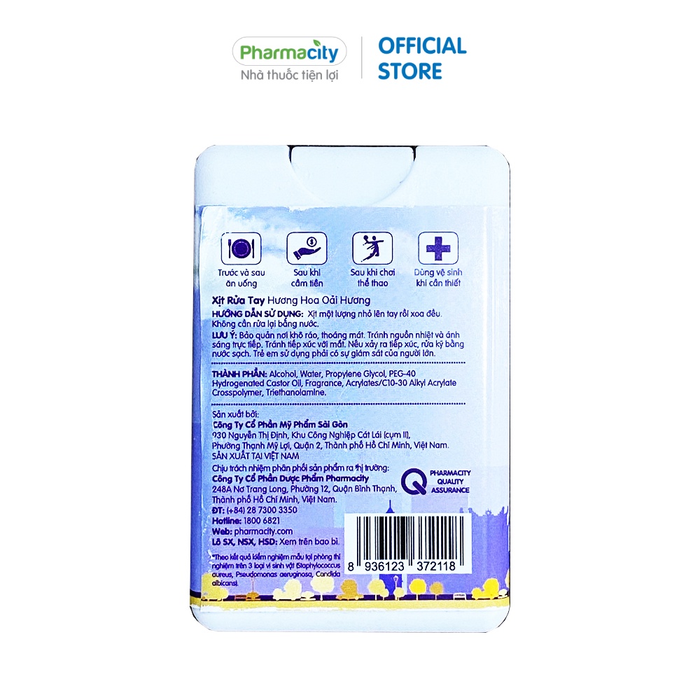 Xịt Rửa Tay Hương Hoa Oải Hương Pharmacity 18ml