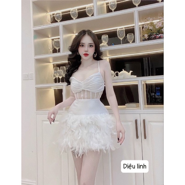 Đầm tata phối lông