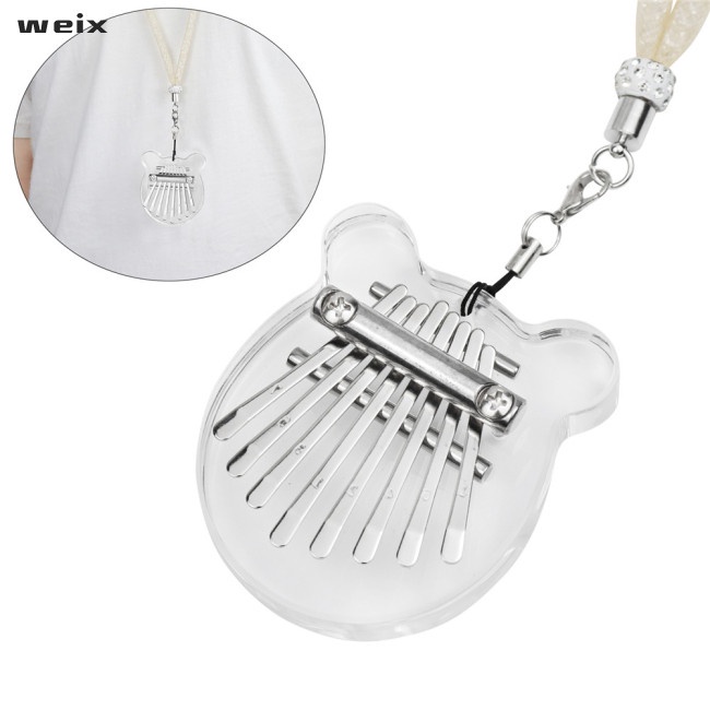 Đàn Kalimba mini 8 tông trong suốt kèm dây đeo