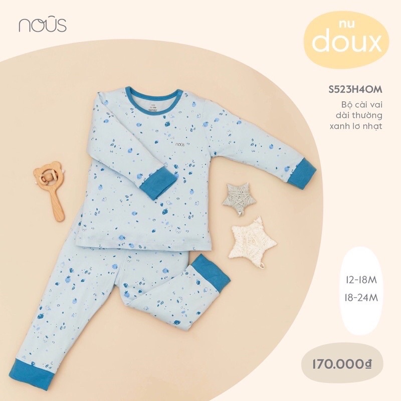 Bộ dài tay cài vai Nous cho bé 9-12m và 2-3y