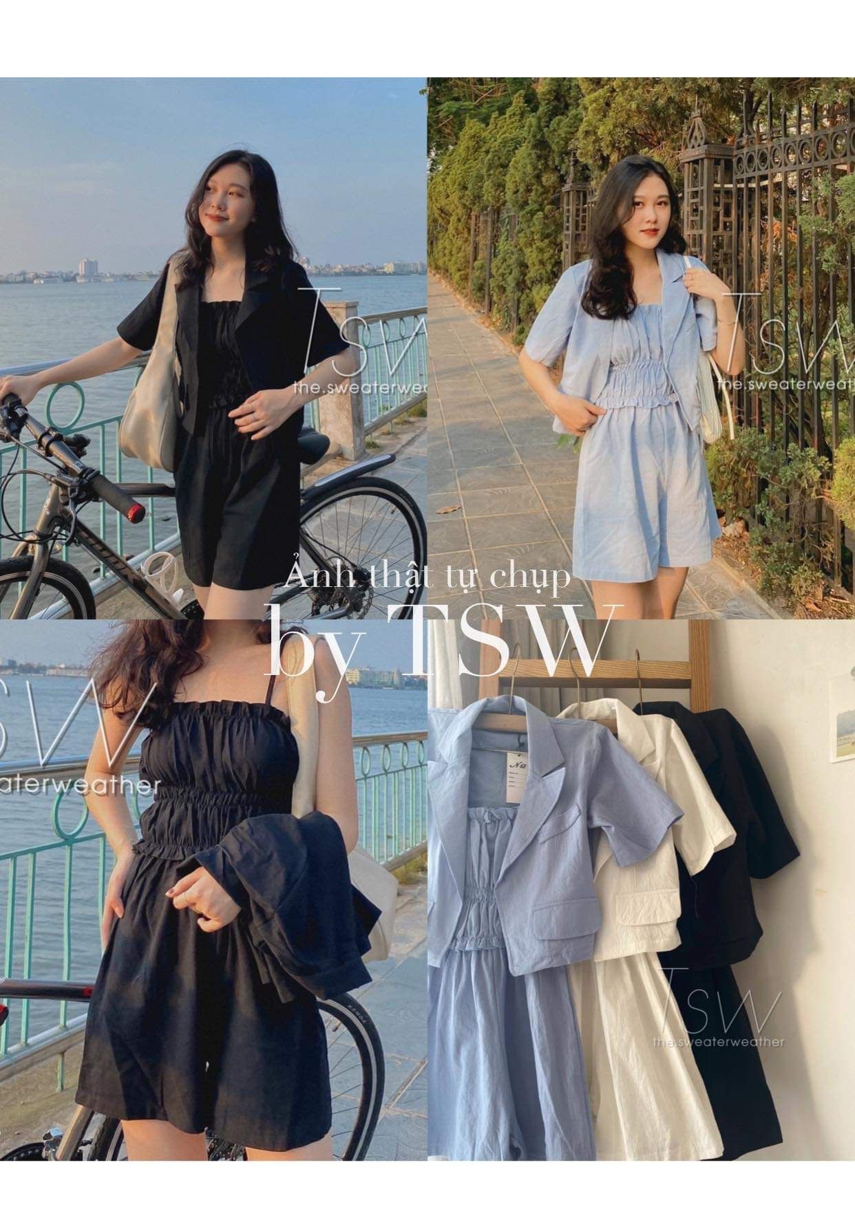 Set jumpsuit kèm vest lửng chất thô ( Ảnh thật )