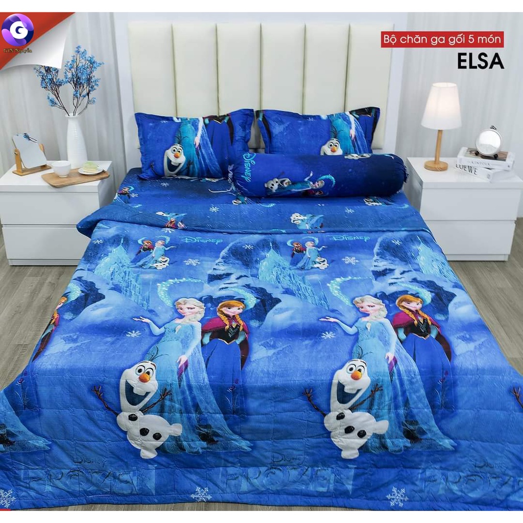 Chăn hè Công Chúa Elsa Mền trần bông 3 mặt 2 lớp siêu nhẹ nhỏ gọn Cotton Poly 1M8x2M