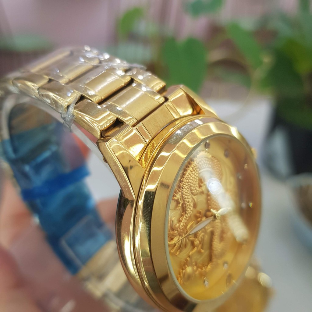 Đồng Hồ Nam SL Rồng 3D Số Ngọc Dây Da Nâu Size Tay Nhỏ Chính Hãng Tony Watch 68