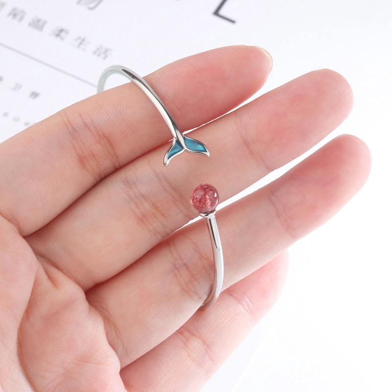 Vòng Tay Mạ Bạc 925 Hình Đuôi Cá Đính Ngọc Trai Đơn Giản Xinh Xắn