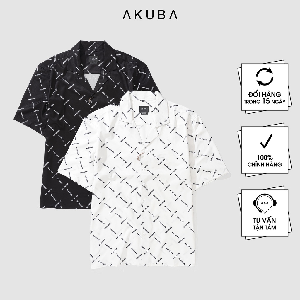 Áo sơ mi nam AKUBA tay ngắn form oversize,vải kate US 02B469