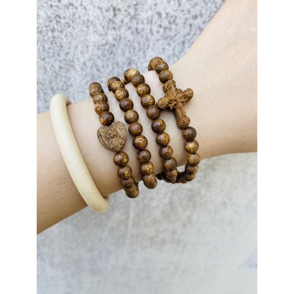 Chuỗi Vòng Trầm Hương Tốc Vườn Mix Charm Thánh Giá và Mẹ Maria
