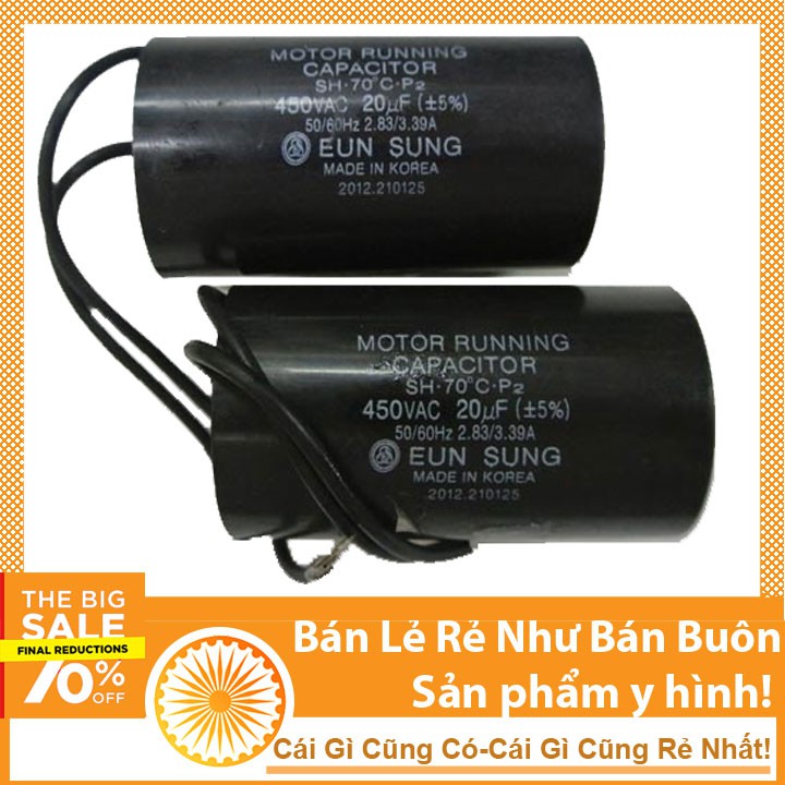 Tụ 20uF 370V Dùng Cho Động Cơ Máy Bơm