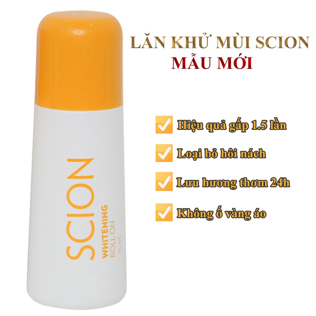 Lăn nách scion chính hãng mẫu mới khử mùi scion của Mỹ không vàng áo Whitening Roll On Nuskin 75ml