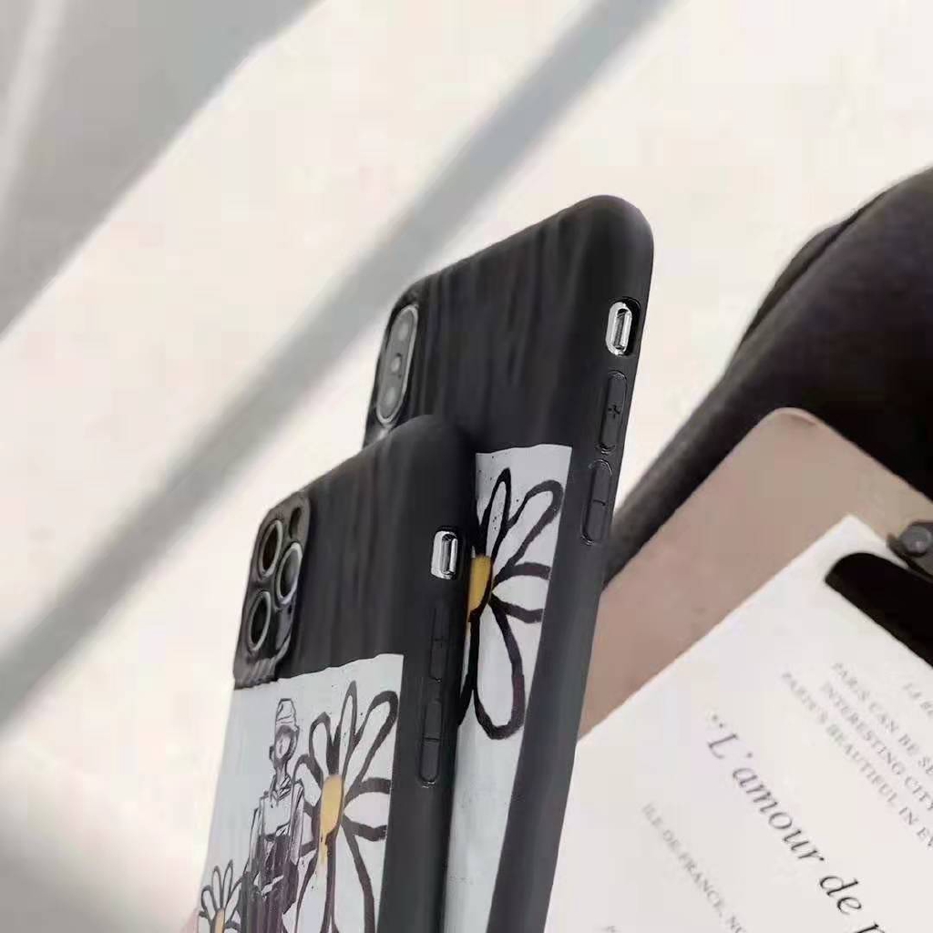 Ốp điện thoại mềm in hình truyện tranh kết cấu cát lún cho iPhone 6 6s 7 8 Plus X XR XS Max 11 Pro