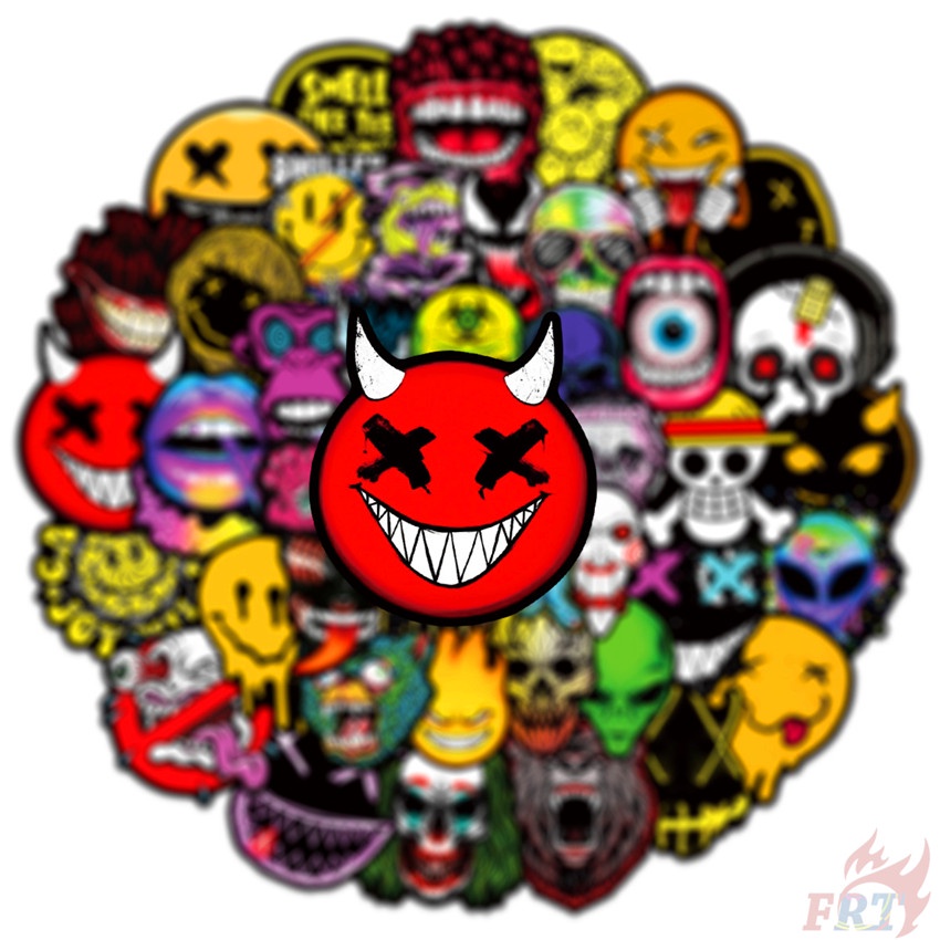 ❉ Bộ 01 Sticker Dán Trang Trí Hình Khuôn Mặt Kinh Dị Vui Nhộn ❉ Bộ 50 Sticker Chống Thấm Nước Họa Tiết Doodle Hợp Thời Trang