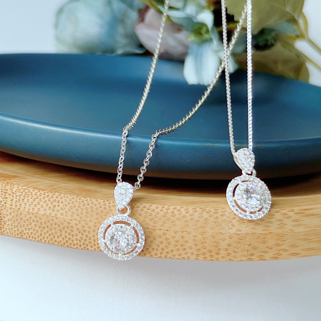 Dây chuyền bạc 925 mặt tròn đính đá nhỏ sáng lấp lánh thời trang cho nữa  ANTA Jewelry - ATJ6543M