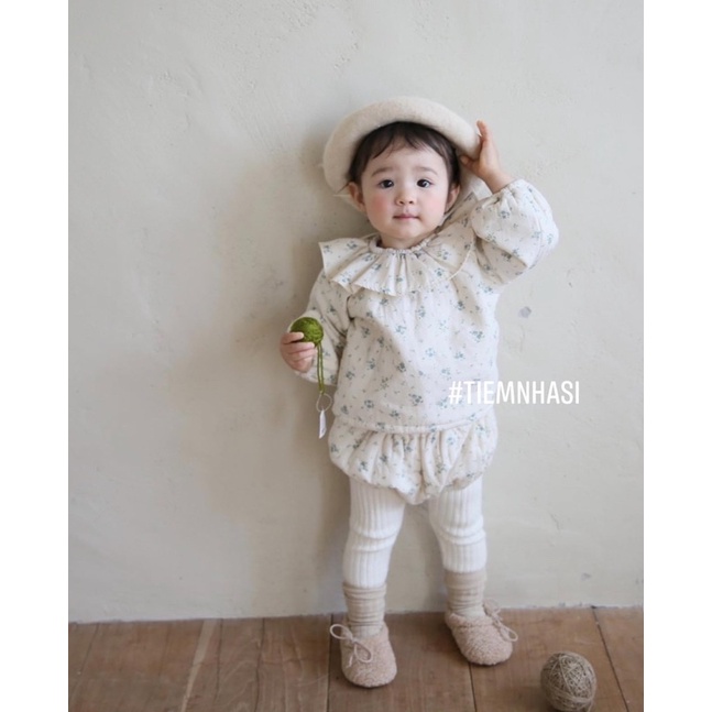 Bộ áo suit hoa nhí kem