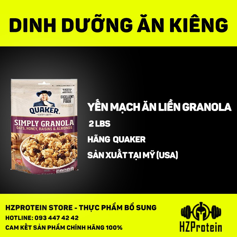 [HSD MỚI NHẤT] QUAKER SIMPLY GRANOLA  - NGŨ CỐC YẾN MẠCH ĂN KIÊNG, TIỆN LỢI, YẾN MẠCH MIXED NHO KHÔ, HẠNH NHÂN, MẬT ONG