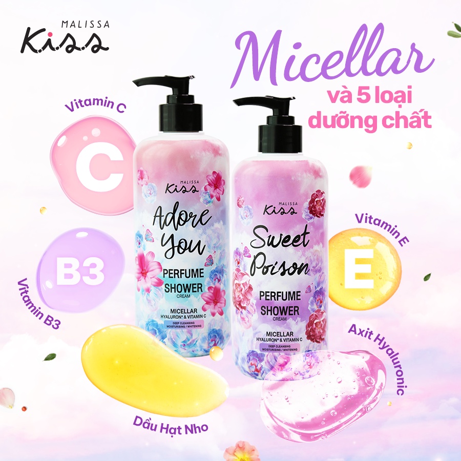 Sữa Tắm Sạch Sâu Hương Nước Hoa Malissa Kiss - Hương Sweet Poison 350ml