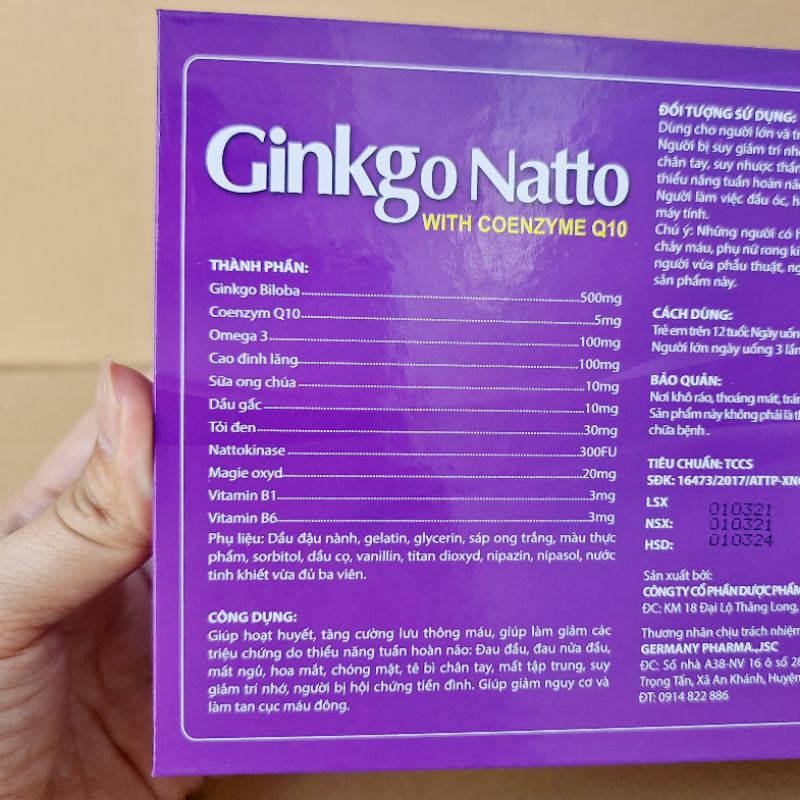 GINKGO NATTO with coenzyme Q10 hoạt huyết dưỡng não, giúp tăng cường trí nhớ, tập trung trí tuệ