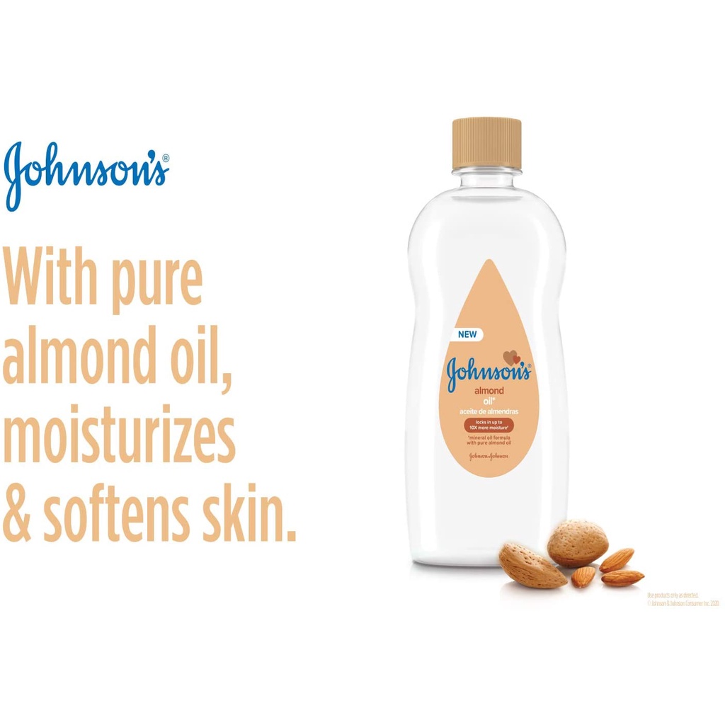 Dầu massage & giữ ẩm cho trẻ chiết xuất hạnh nhân Johnson's Baby Almond Oil 414ml