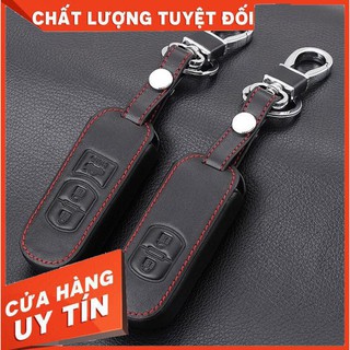 MAZDA,Bao da chìa khóa đen chỉ đỏ xe MAZDA 3, MAZDA 6, MAZDA CX5 2018 - màu đen