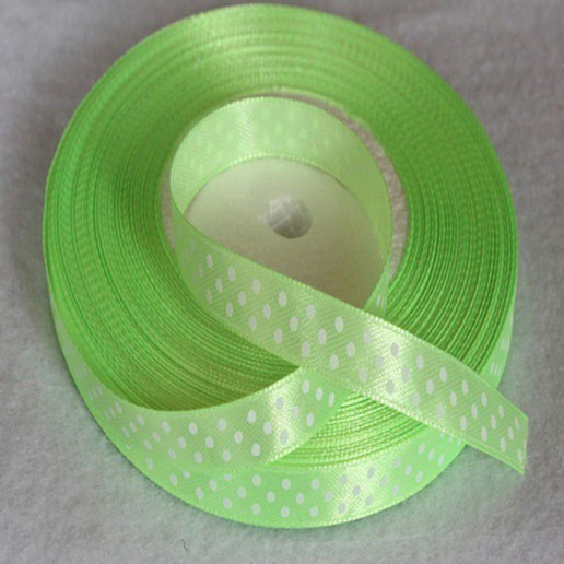 Cuộn Dây Ruy Băng Vải Satin 50Yards 3 / 8 &quot;10mm Họa Tiết Chấm Bi Trang Trí Tiệc Cưới