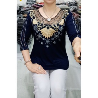 Áo trung niên kiểu nữ cho mẹ cho bà đính đá siêu xinh