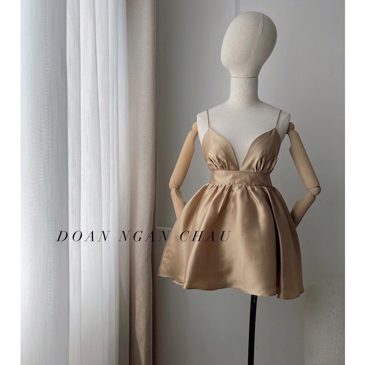 Đầm xoè 2 dây cúp ngực xếp ly