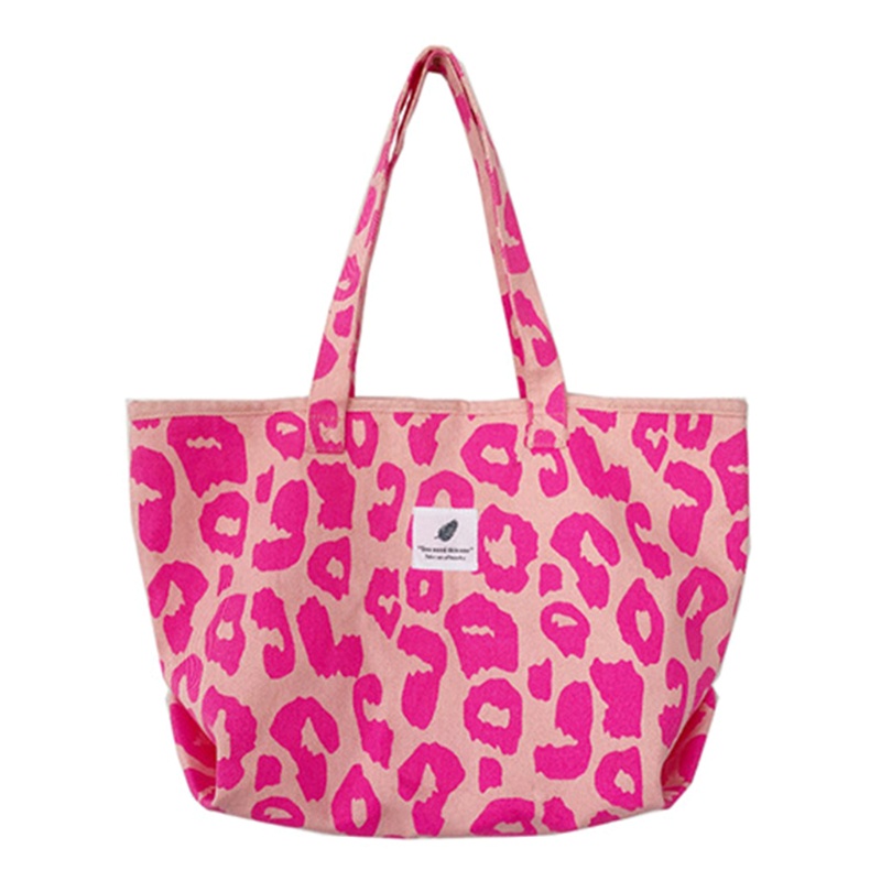 Túi Xách Canvas Cỡ Lớn In Họa Tiết Báo Hồng Thời Trang