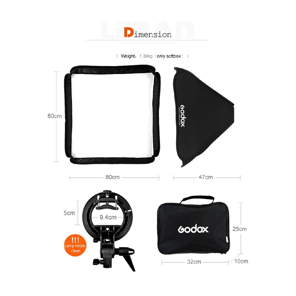 GODOX 40x40 / 50x50 / 60x60 / 80x80cm Softbox với S Loại Bracket Ổn Bowens Núi đế gắn đèn rời núi có thể Softbox Kit