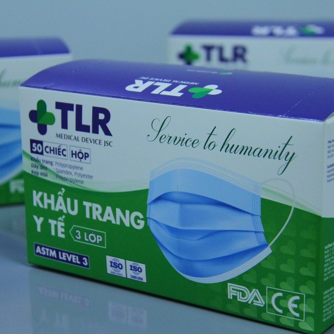 Hộp 50 chiếc khẩu trang y tế 3 lớp HANVICO kháng khuẩn mã TLR - ASTM Level 3