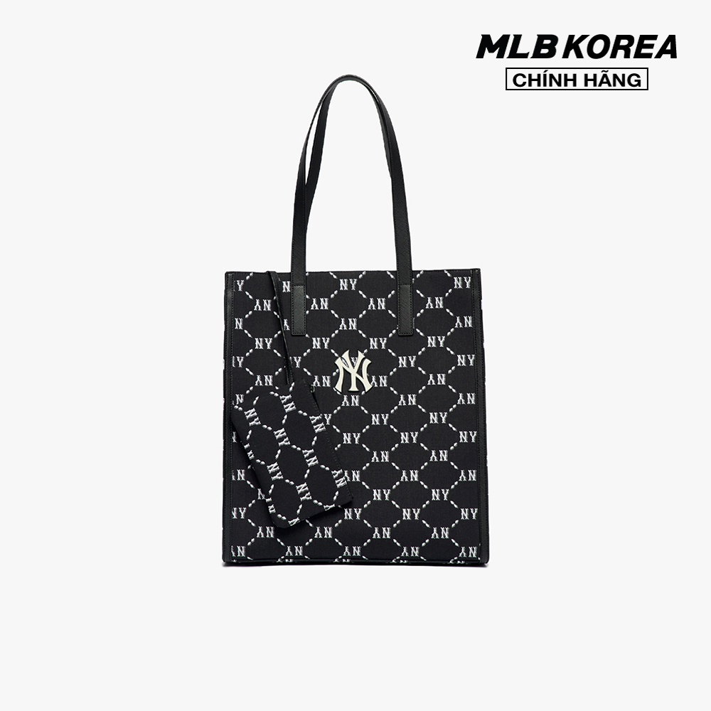 MLB - Túi tote chữ nhật Monogram Diamond Jacquard 3AORM012N-50BKS