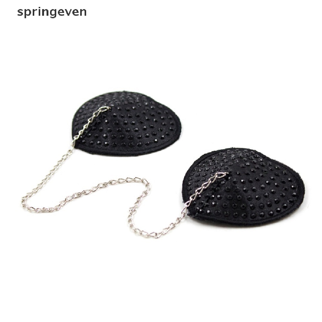 Springeven 1 Cặp Miếng Dán Đầu Ngực Tua Rua Dây Xích Màu Đen Gợi Cảm Nóng Bỏng