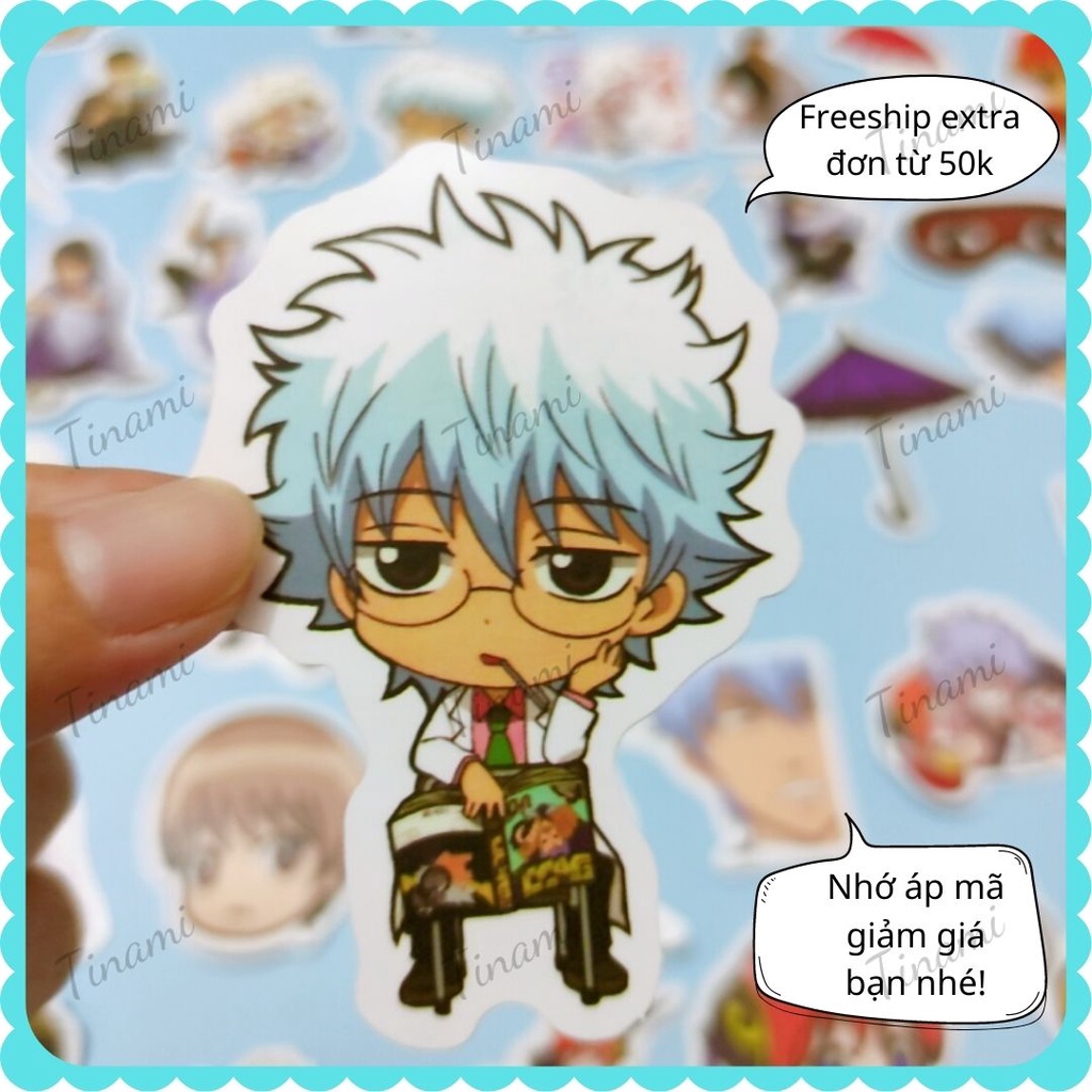 50 Sticker anime Gintama Linh hồn Bạc hình dán điện thoại laptop vali ván trượt mũ bảo hiểm xe máy sưu tầm decor phòng