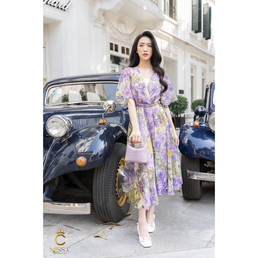 Váy Sora chất voan cổ chữ V - LinCi Couture