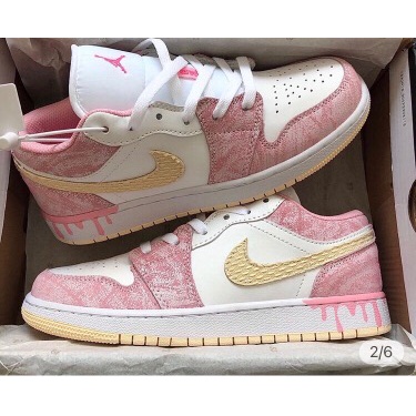 Giày Sneaker Jordan 1 Low Ice Cream Hồng Chảy, Giày Thể Thao Nữ Fullbox