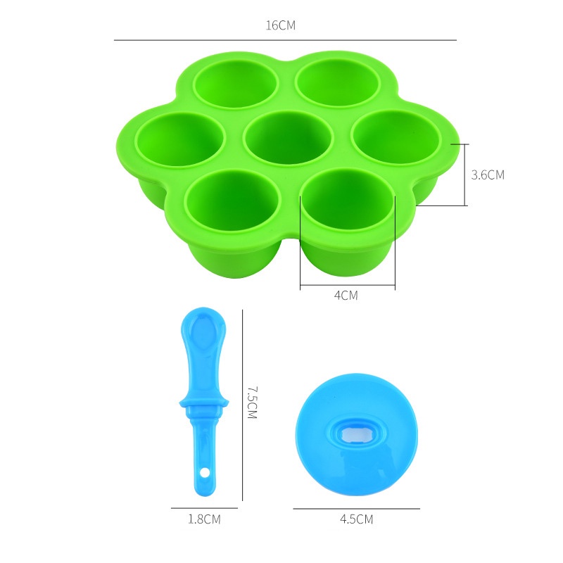 7 Grid Reusable Food Grade Silicone Popsicle Molds