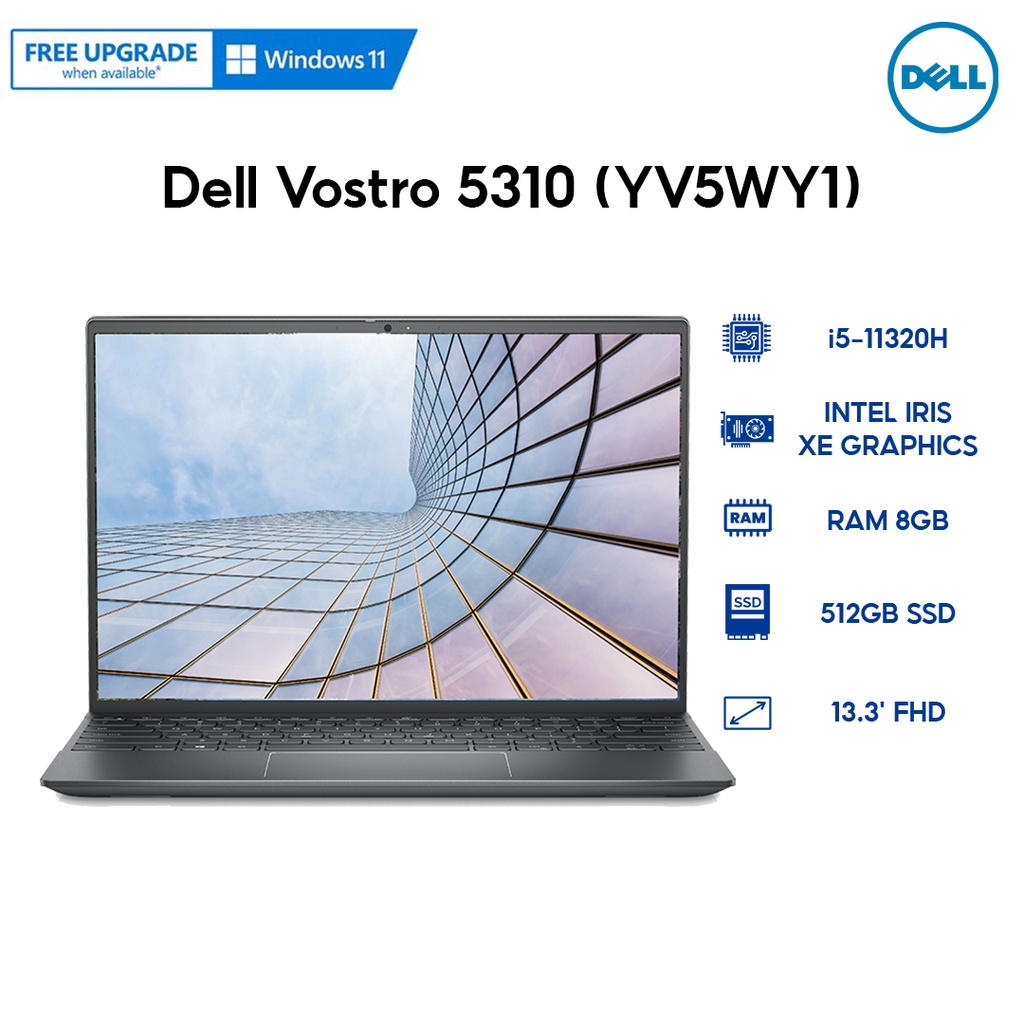 Laptop Dell Vostro 5310 (YV5WY1) (i5-11320H | 8GB | 512GB | Intel Iris Xe Graphics | 13.3' FHD | Win 10 | Office)