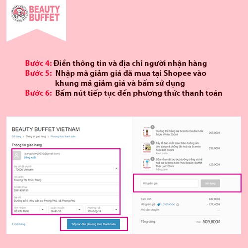 Toàn quốc [E-voucher] Giảm 200k khi mua mỹ phẩm Thái Lan Beauty Buffet