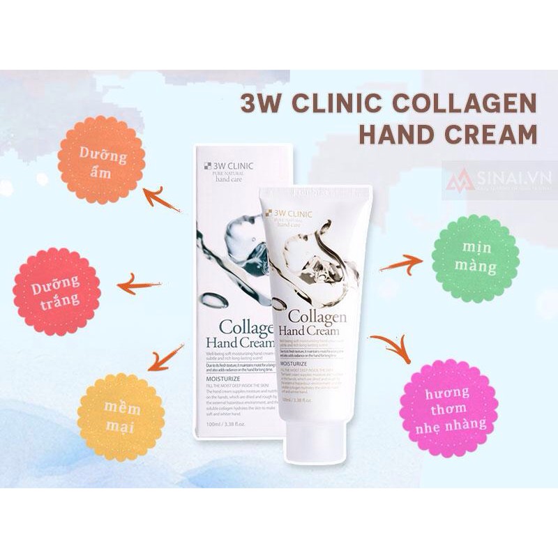 Kem dưỡng da tay 3W CLINIC Collagen Hand Cream 100ml