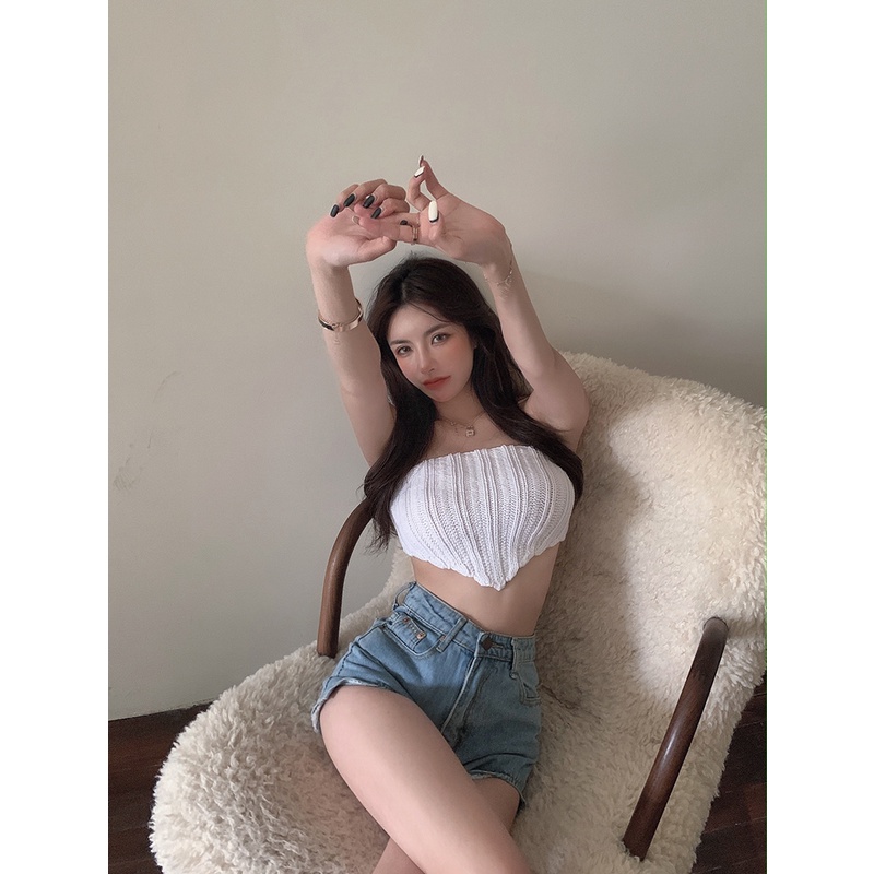 Áo Ống Ngắn Thắt Dây Đa Năng Quyến Rũ Thời Trang Hàn Quốc