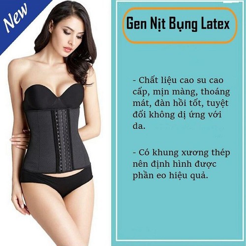 Đai nịt bụng Latex 9 xương 3 nấc cài, đai nịt bụng thông hơi Latex ITALIA tặng dây đo